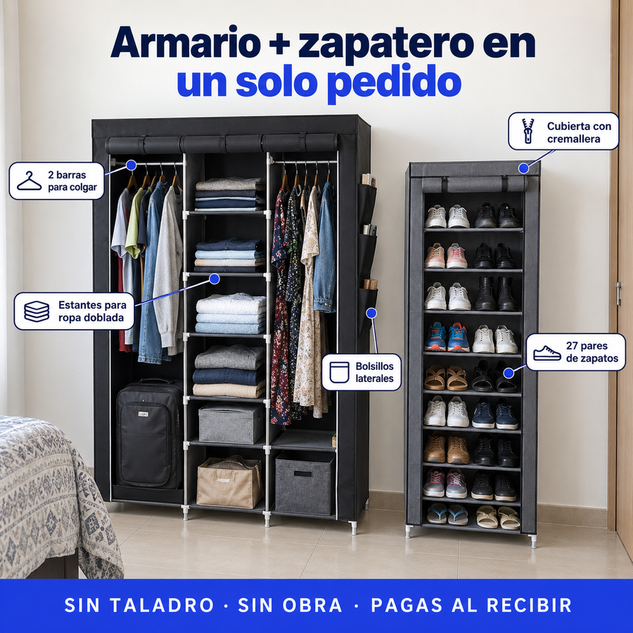 Armario 106 NEGRO Zapatero tela NEGRO