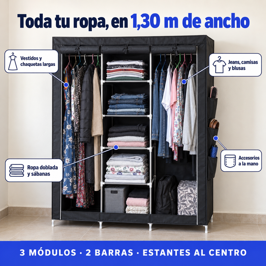 Armario 106 NEGRO Zapatero tela NEGRO