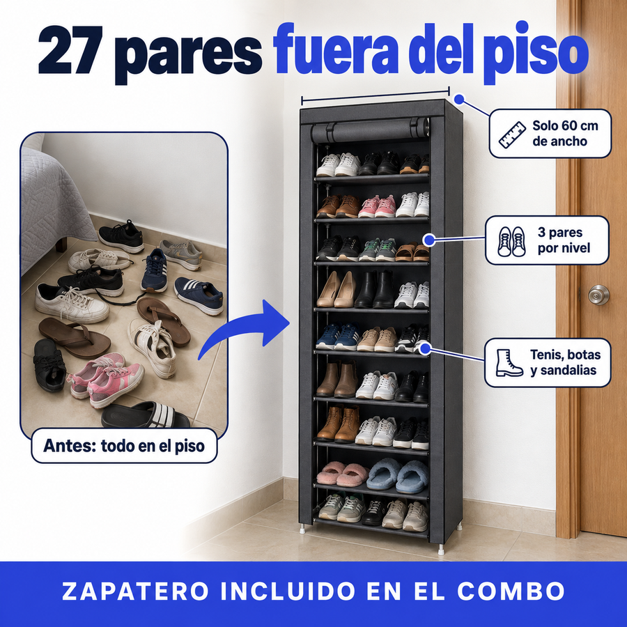 Armario 106 NEGRO Zapatero tela NEGRO